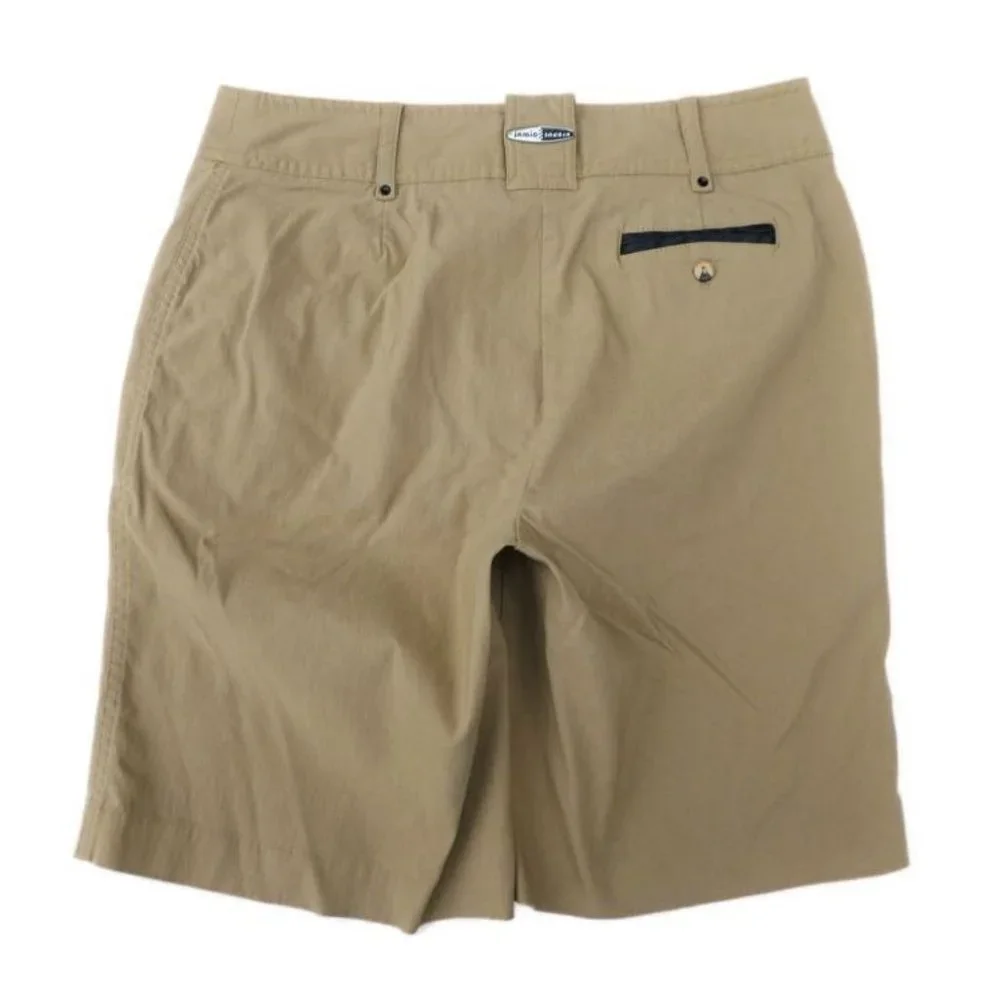 Jamie Sadock Shorts Gold Bermuda Tan Stretch Zip Pockets 8 inch Inseam 2